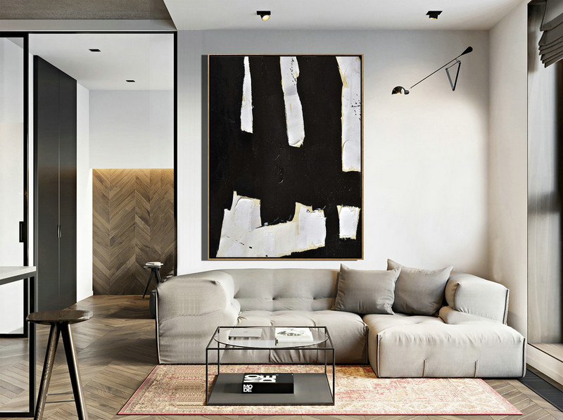 Extra Large 72" Acrylic Painting,Minimalist Painting On Canvas, Palette Knife Vertical Minimal Art - Oversized Custom Canvas Art